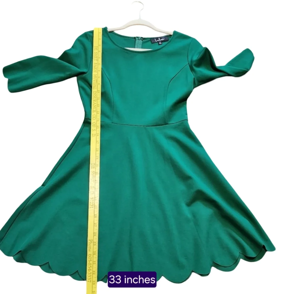 LULUS Skater Dress Womens Small Green Fit and Flare Scoop Neck Party Scallop Hem